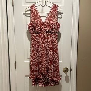 Donna Ricco burgundy and beige  High Low Dress